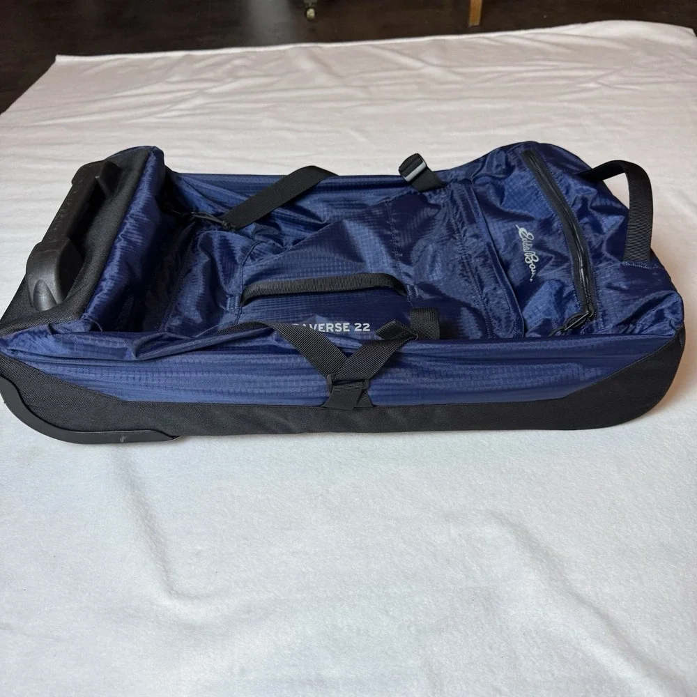 Eddie Bauer Traverse 22 Rolling Duffel Luggage Bag Carry On Duffle Suitcase Blue